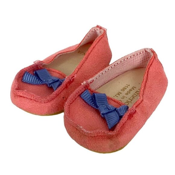 American Girl Smore Fun Orange Doll Slippers With Blue Bow For 18-Inch Dolls - Picture 1 of 7